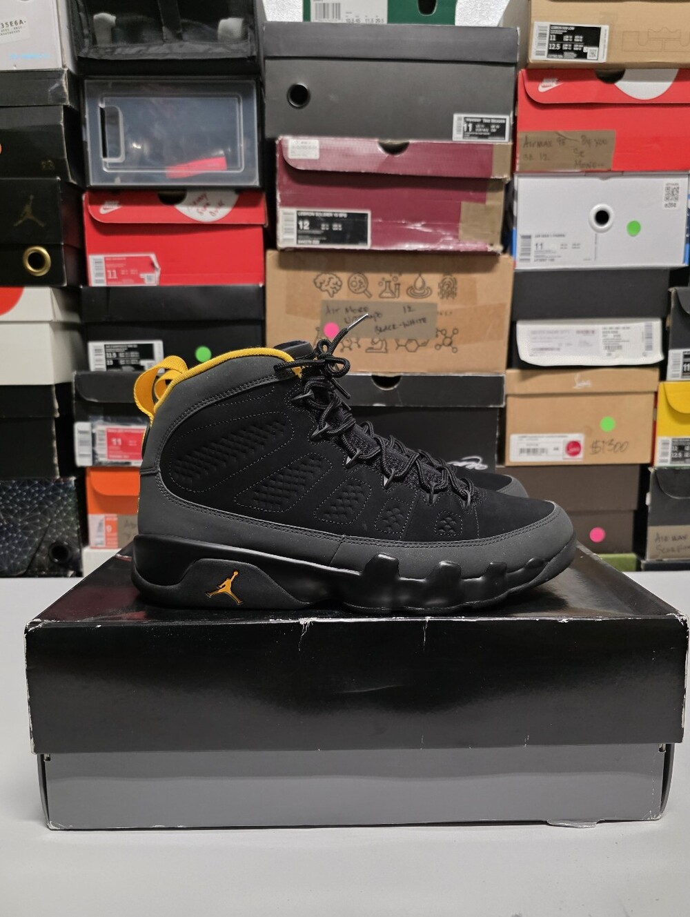 Nike Air Jordan 9 Retro 'Dark Charcoal University Gold' Sz 11.5